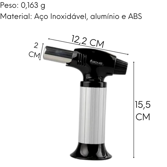 Maçarico Culinário Inox Preto E Branco