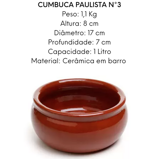 Cumbuca Paulista N° 3 de Barro com 1 Litro