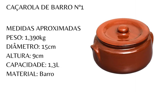 Caçarola Barro N 1 Mesa Rustica 1,2 Litros