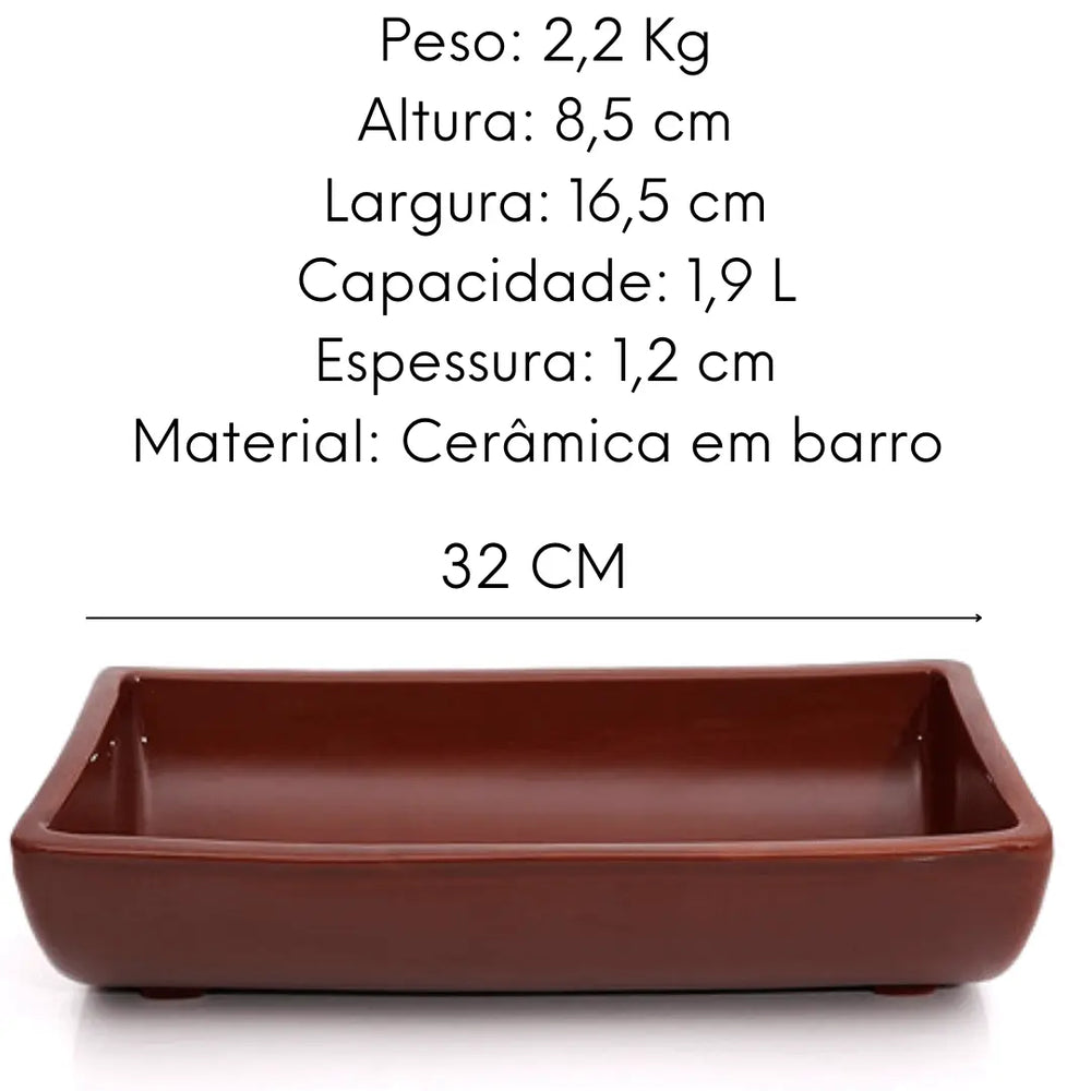 Travessa Telha De Barro P/ Peixe Camarão 32cm Servir Buffet 1,9L Motta
