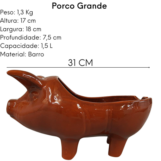 Porco Grande Tigela Barro Feijoada 1,5l