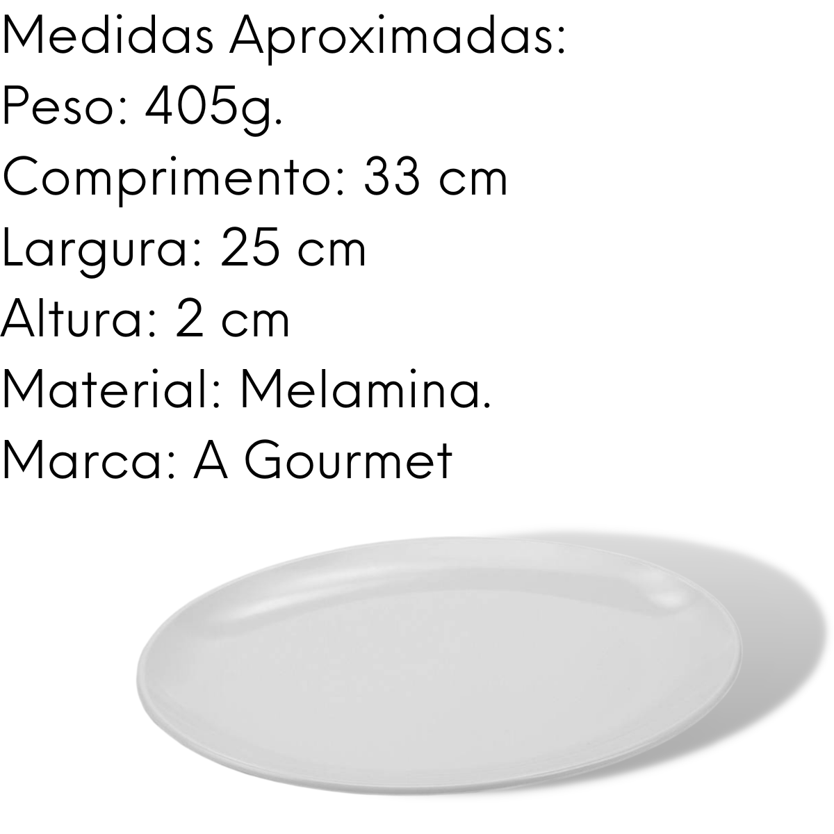 Prato Melamina Oval 33 Cm Gourmet Mix
