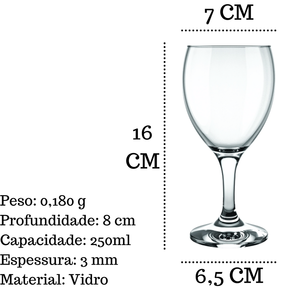 Taça Vinho Tinto Windsor de Vidro 250 ml Nadir