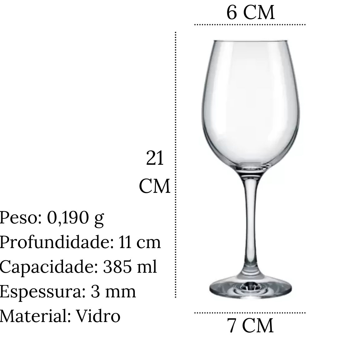 Taça Vinho Barone 385ml Vidro Nadir