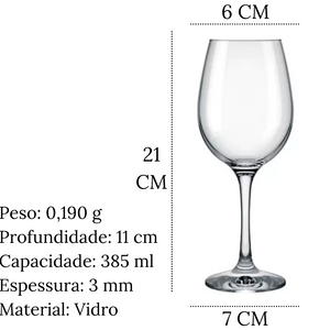 Taça Vinho Barone 385ml Vidro Nadir