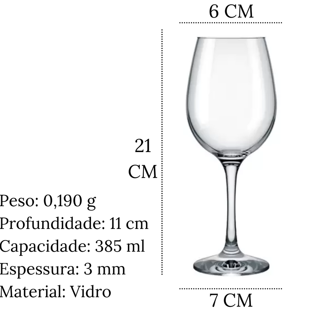 Taça Vinho Barone 385ml Vidro Nadir