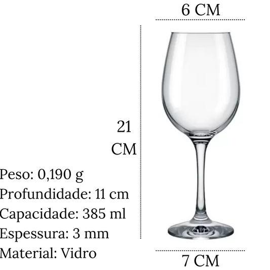 Taça Vinho Barone 385ml Vidro