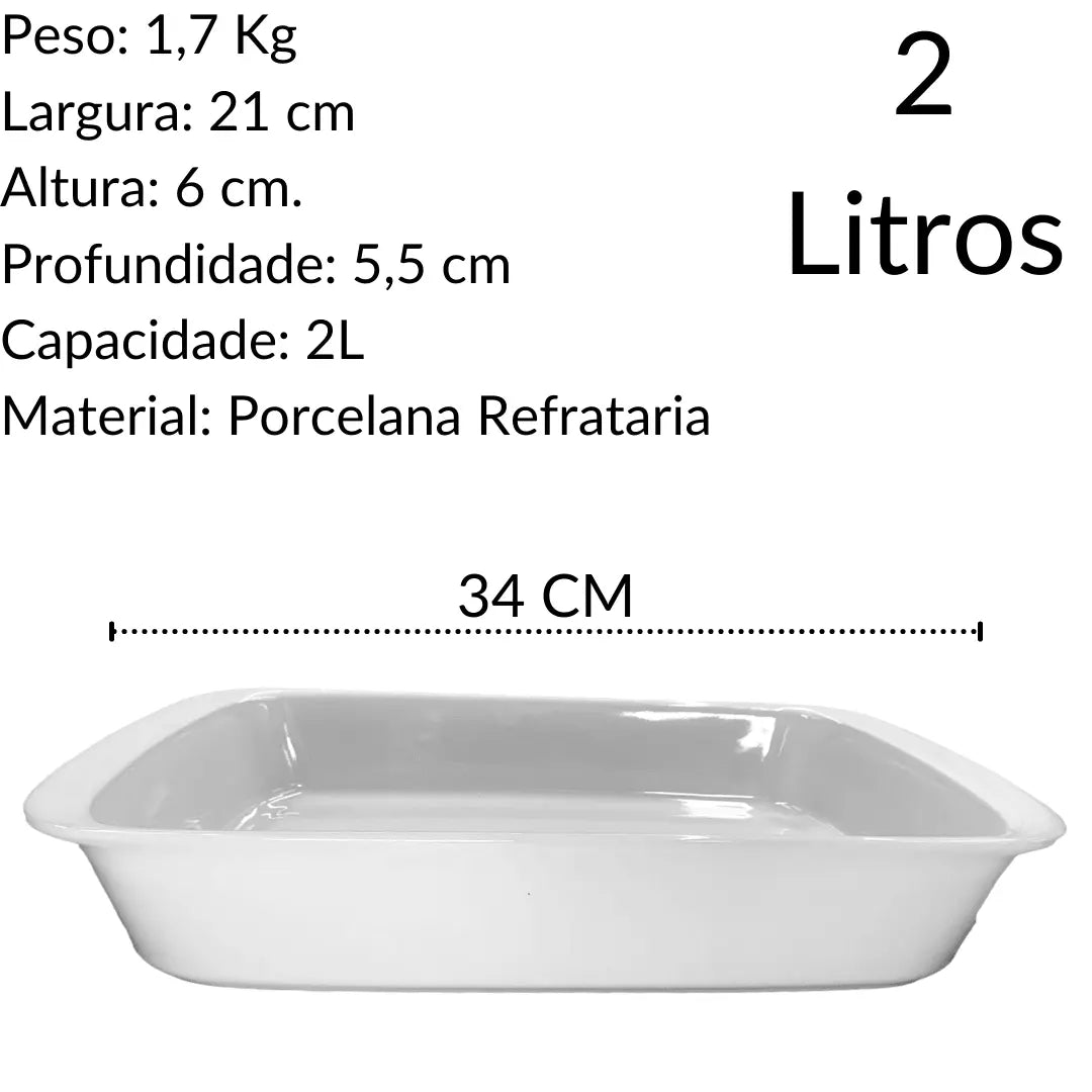 Travessa Tango M 2l Branco Porcelana Refratário Oxford Oxford