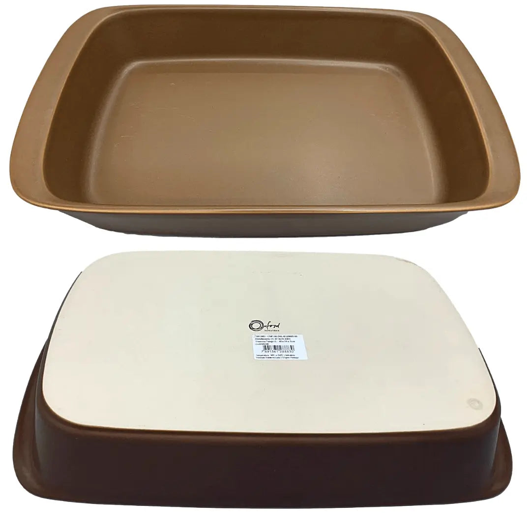 Travessa Refratário 3,25l Tango G Marrom Retangular Oxford