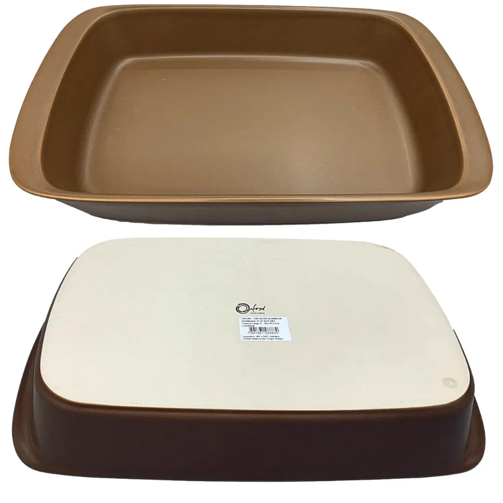 Travessa Refratário 3,25l Tango G Marrom Retangular Oxford