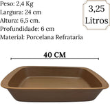 Travessa Refratário 3,25l Tango G Marrom Retangular Oxford