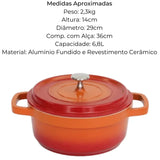 Caçarola Redonda Hercules Laranja 6,8l Hercules