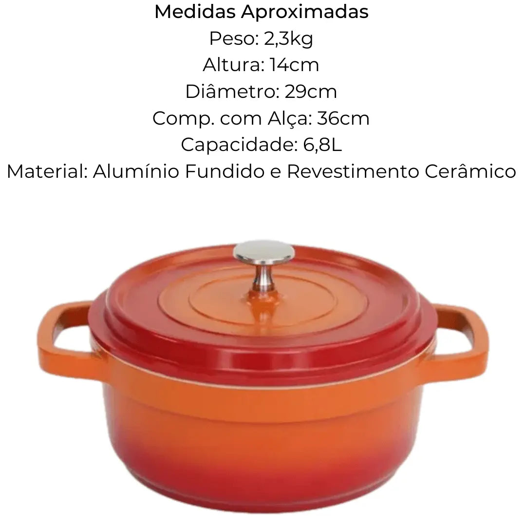 Caçarola Redonda Hercules Laranja 6,8l Hercules