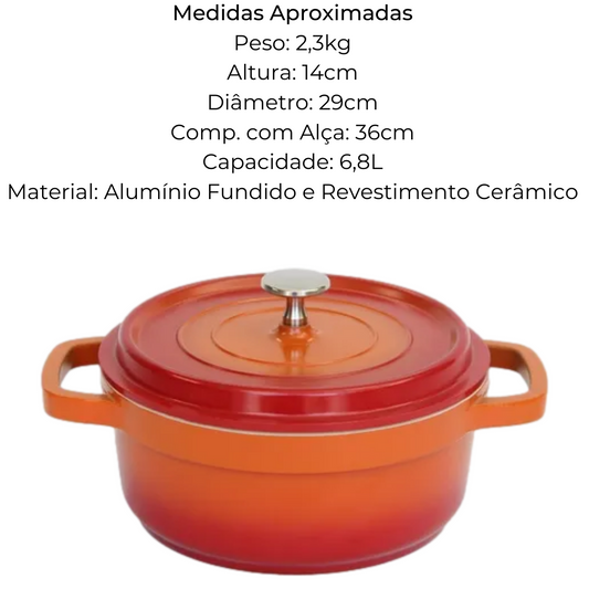 Caçarola Redonda Hercules Laranja 6,8l