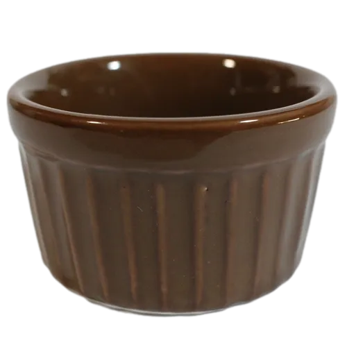 Ramekim Grande 200ml Canelado Marrom Porcelana BelaVista