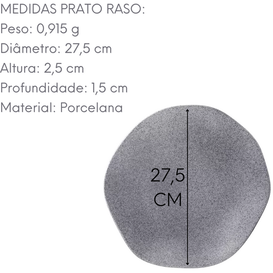 Prato Granito Raso 27,5cm Porcelana Linha Ryo Mesa