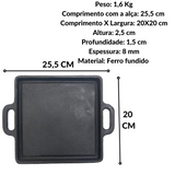 Bifeteira Quadrada Lisa 20cm C/ Alça RIG