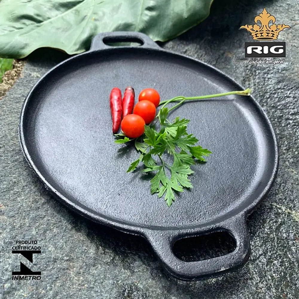 Bifeteira Chapa Redonda Lisa 30cm Em Ferro Fundido RIG