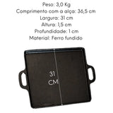 Chapa Bifeteira Quadrada C/ Alça Ferro Fundido 31cm RIG