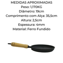 Frigideira Ferro Fundido Tapioqueira Redonda RIG