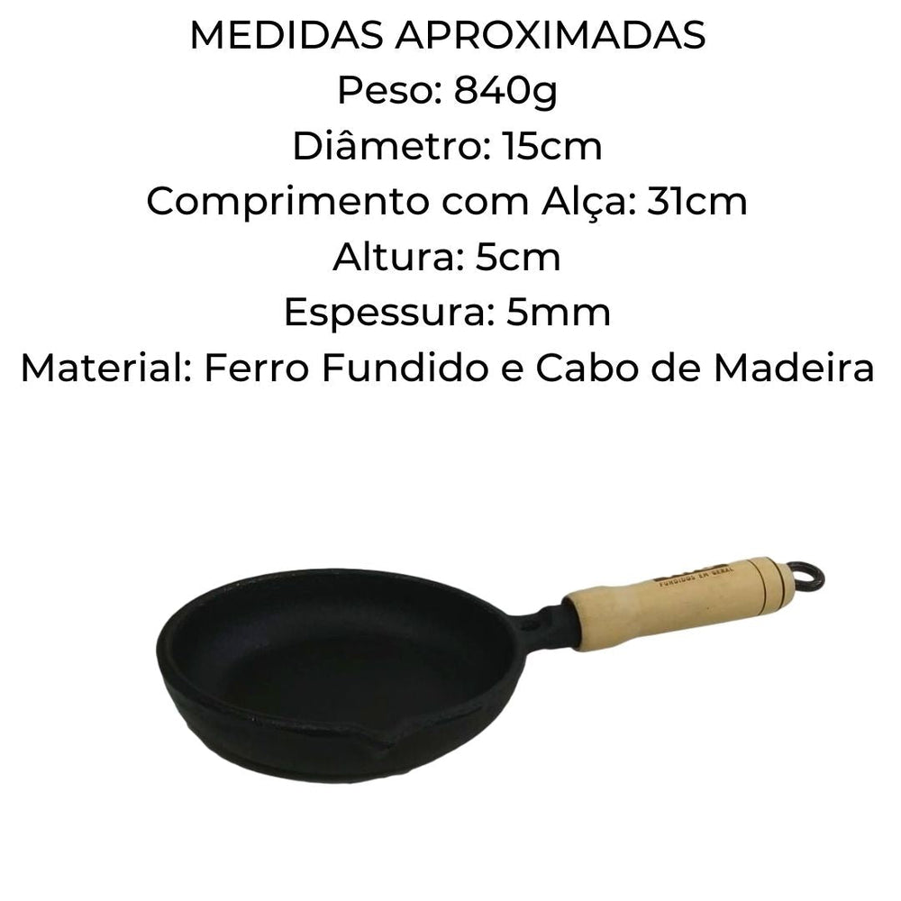 Chapa Ferro Fundido Cabo Madeira 15 Cm RIG
