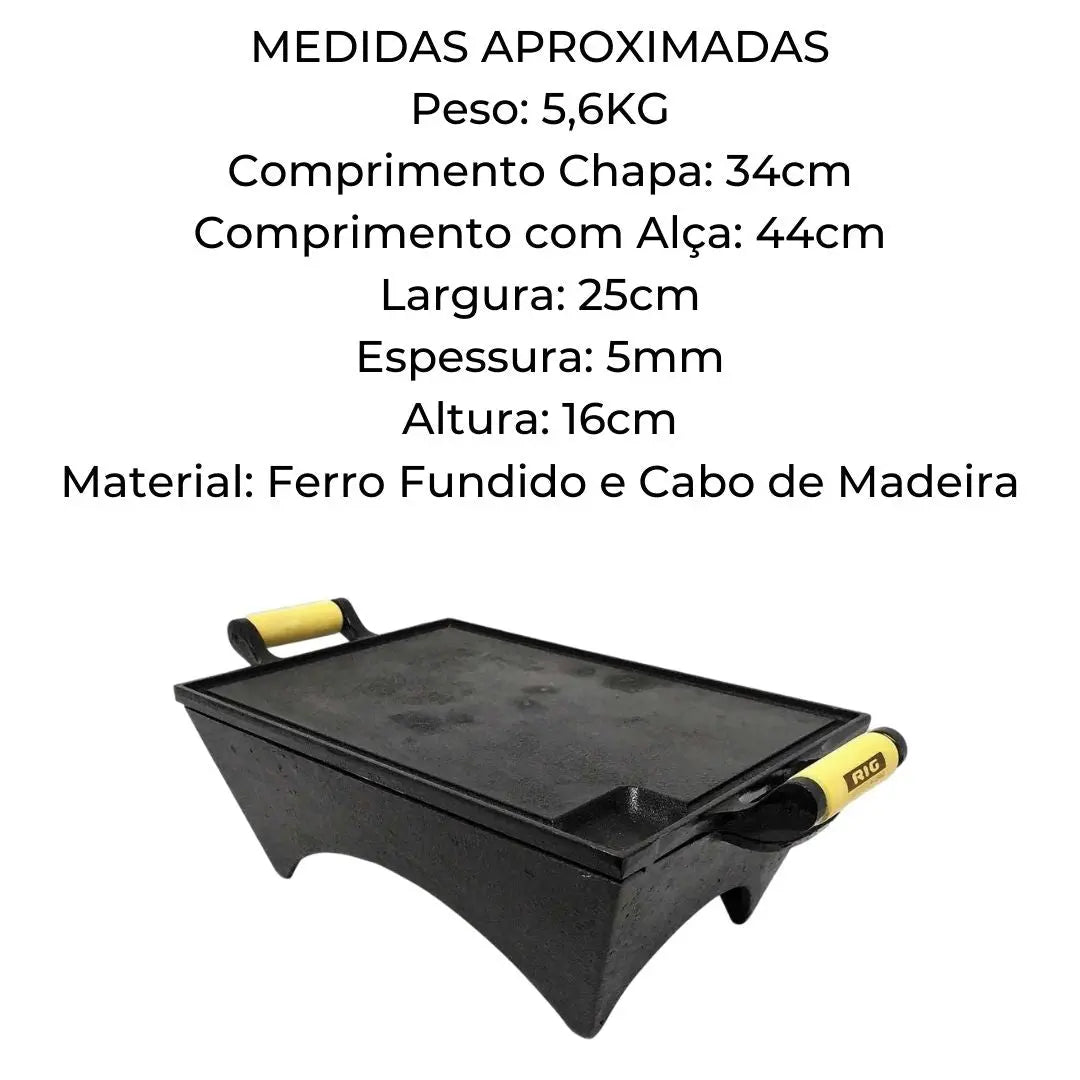Bifeteira Rechaud Chapa Ferro 1 Fogareiro RIG