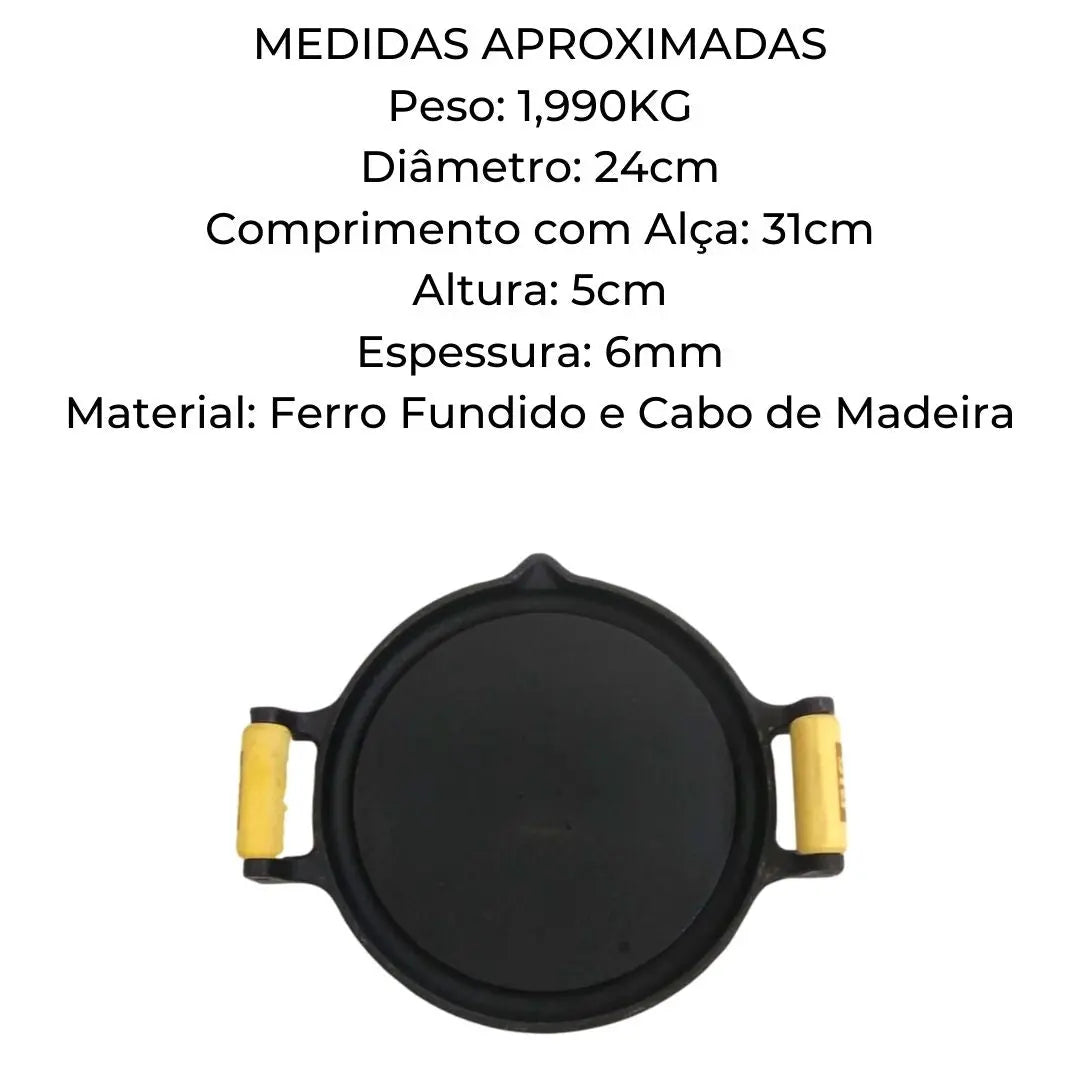 Chapa Bifeteira Lisa C/ 2 Alça 24cm RIG