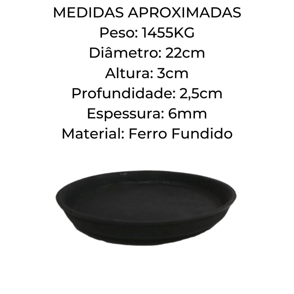 Chapa prato de ferro fundido Tepan Redonda 22cm RIG