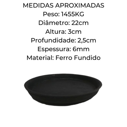 Chapa prato de ferro fundido Tepan Redonda 22cm