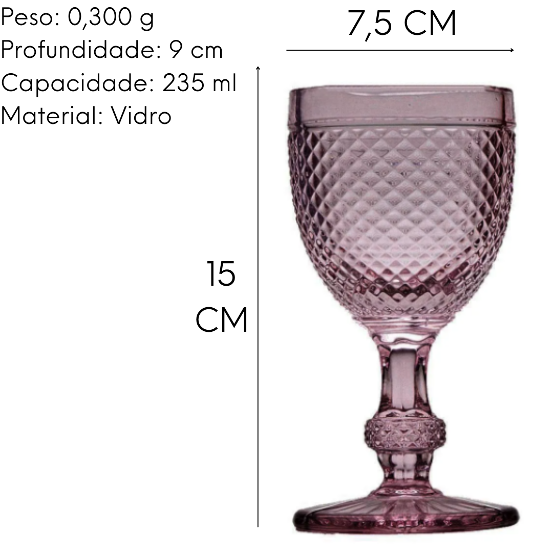 Taça De Vinho Bico De Jaca Lilás 235ml Vidro Lyor