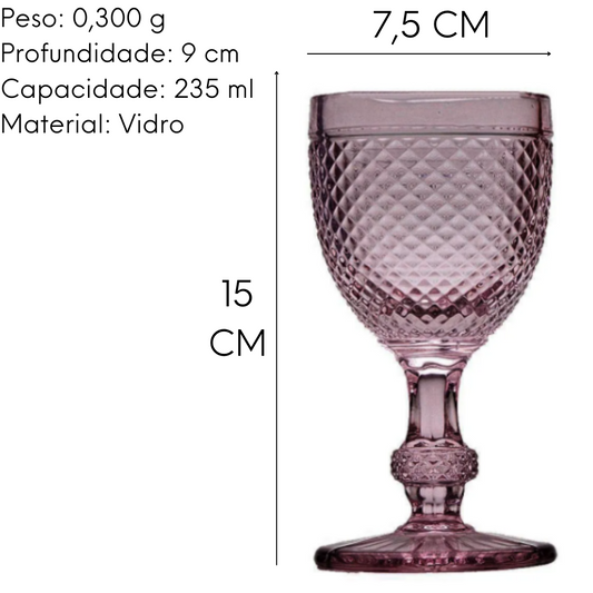 Taça De Vinho Bico De Jaca Lilás 235ml Vidro