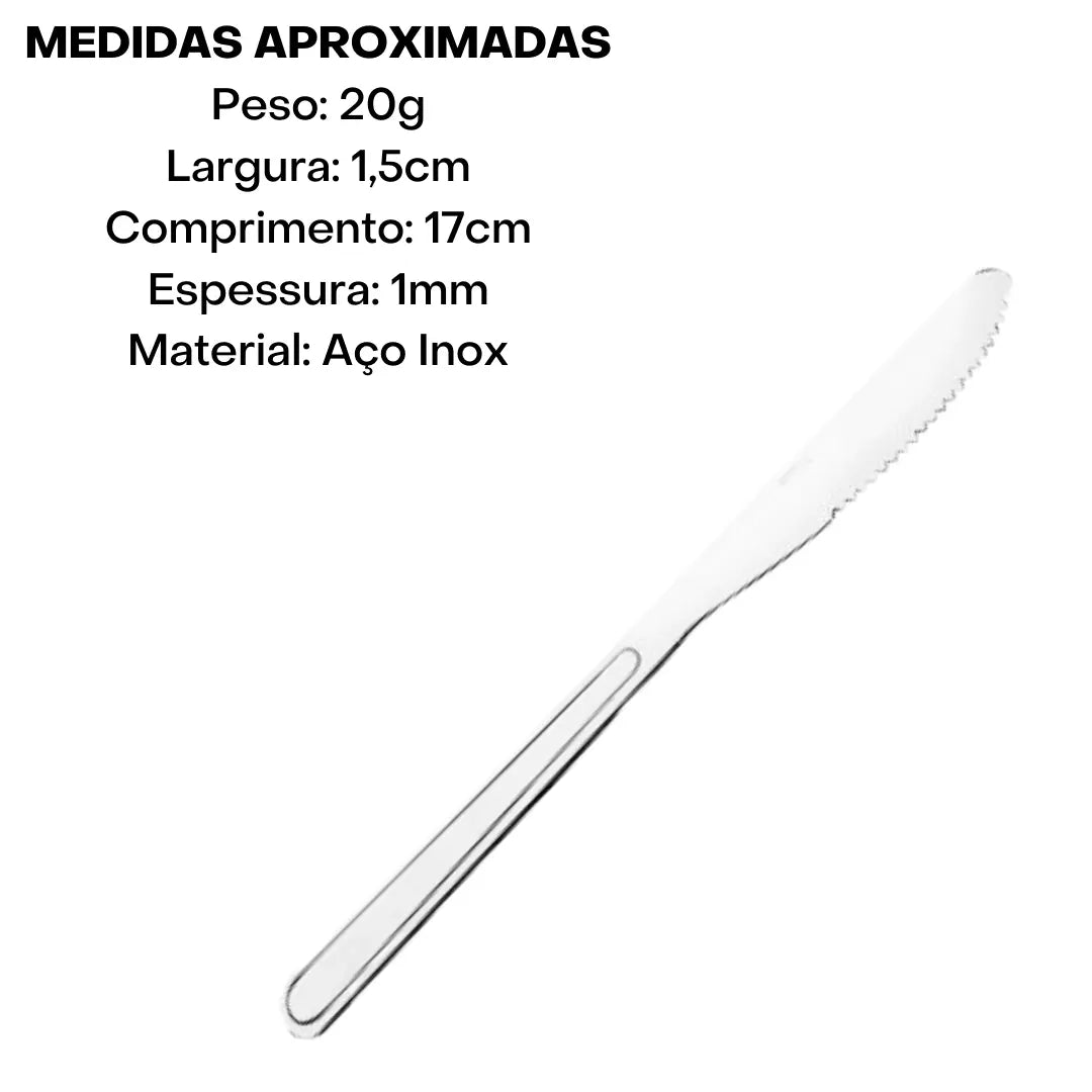 Faca de Sobremesa Oriente em Aço Inox com 17 cm. Oriente