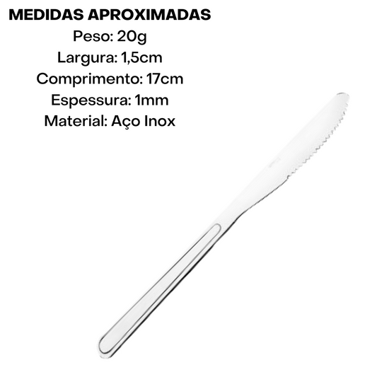 Faca de Sobremesa Oriente em Aço Inox com 17 cm.