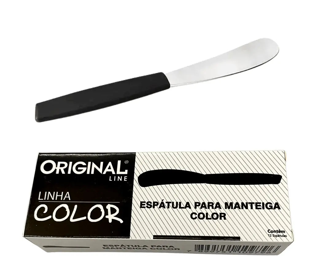 Mini Espatula Inox Cabo Plastico Preto Manteiga Original
