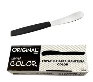 Mini Espatula Inox Cabo Plastico Preto Manteiga Original