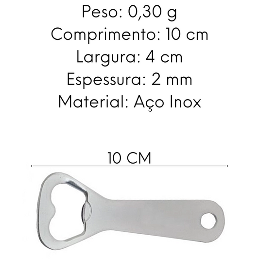 Abridor Garrafa 10cm Aço Inox