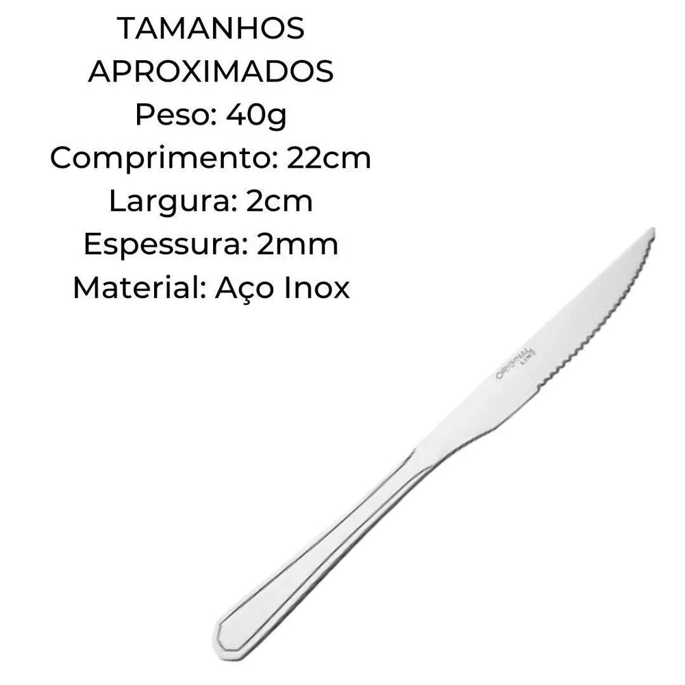 Facas de churrasco Continental c/ ponta e serra Continental