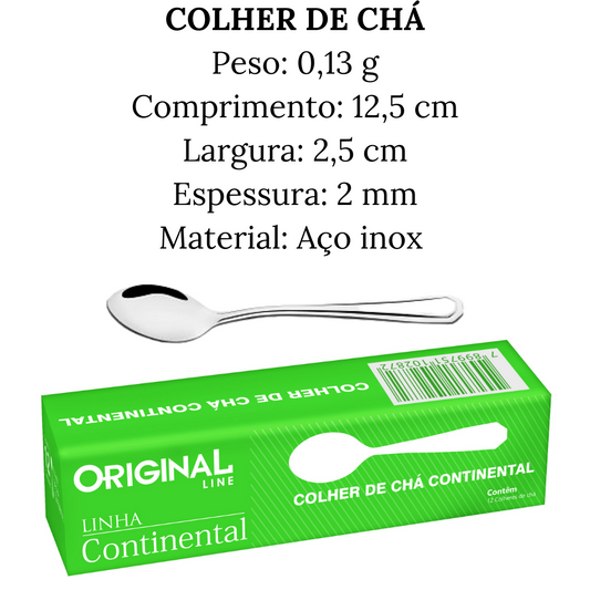 Colheres Chá Continental Inox 12,5cm