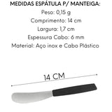 Mini Espatula Inox Cabo Plastico Preto Manteiga Original