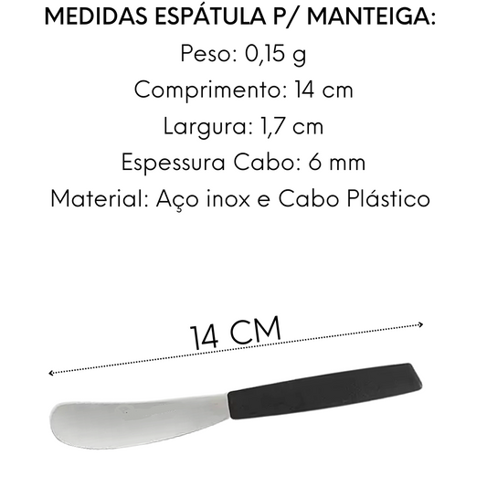 Mini Espatula Inox Cabo Plastico Preto Manteiga