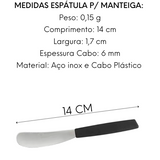 Mini Espatula Inox Cabo Plastico Preto Manteiga