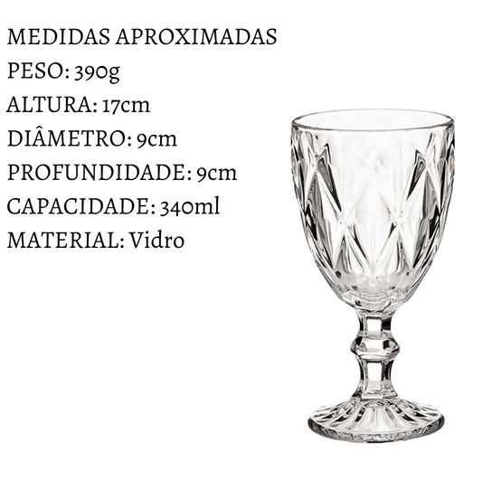 Taça Diamante Agua 340 ML de Vidro