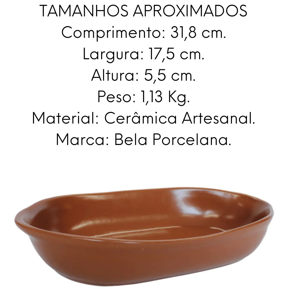 Travessa Cerâmica Oval De 31,8 cm Bela Porcelana