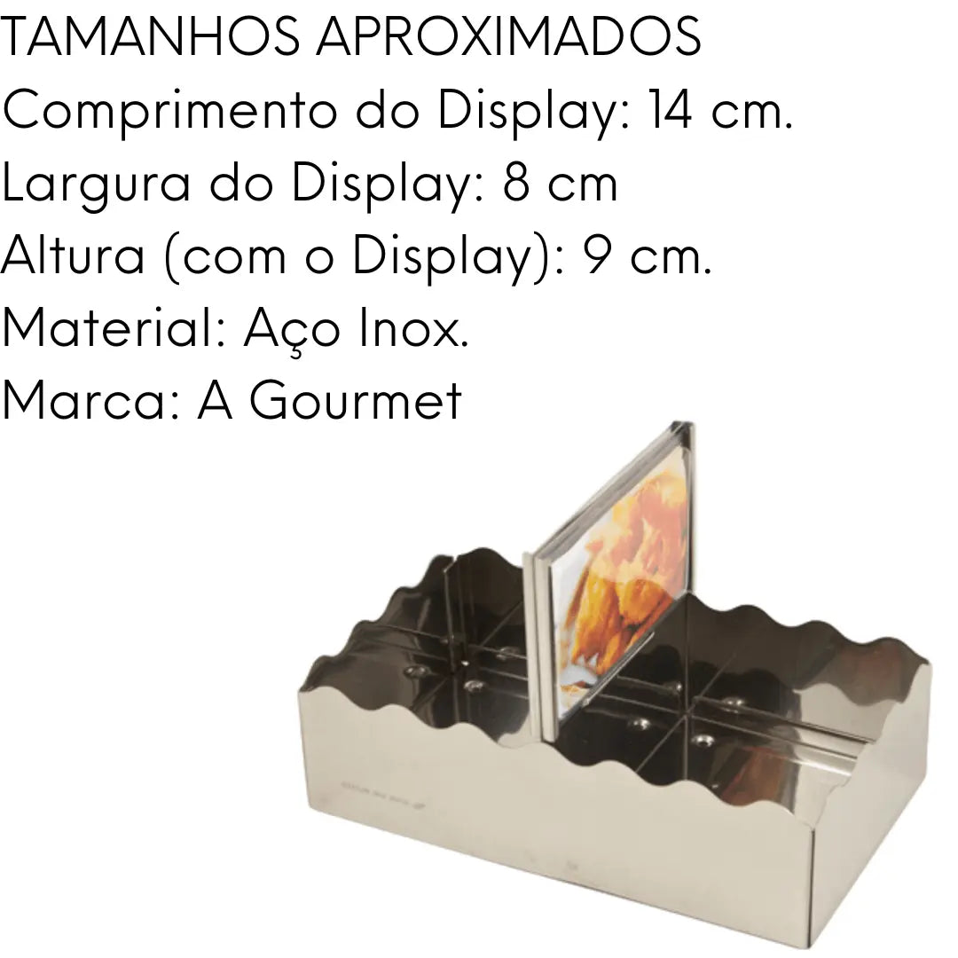 Display de Mesa com Porta Sachê em Aço Inox 9 cm. Alissan