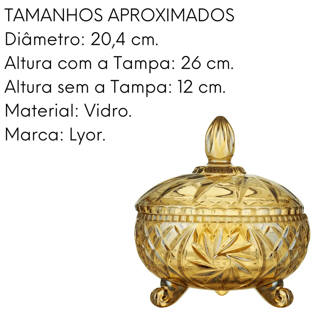 Potiche com Pé Prima de Vidro Âmbar Lyor