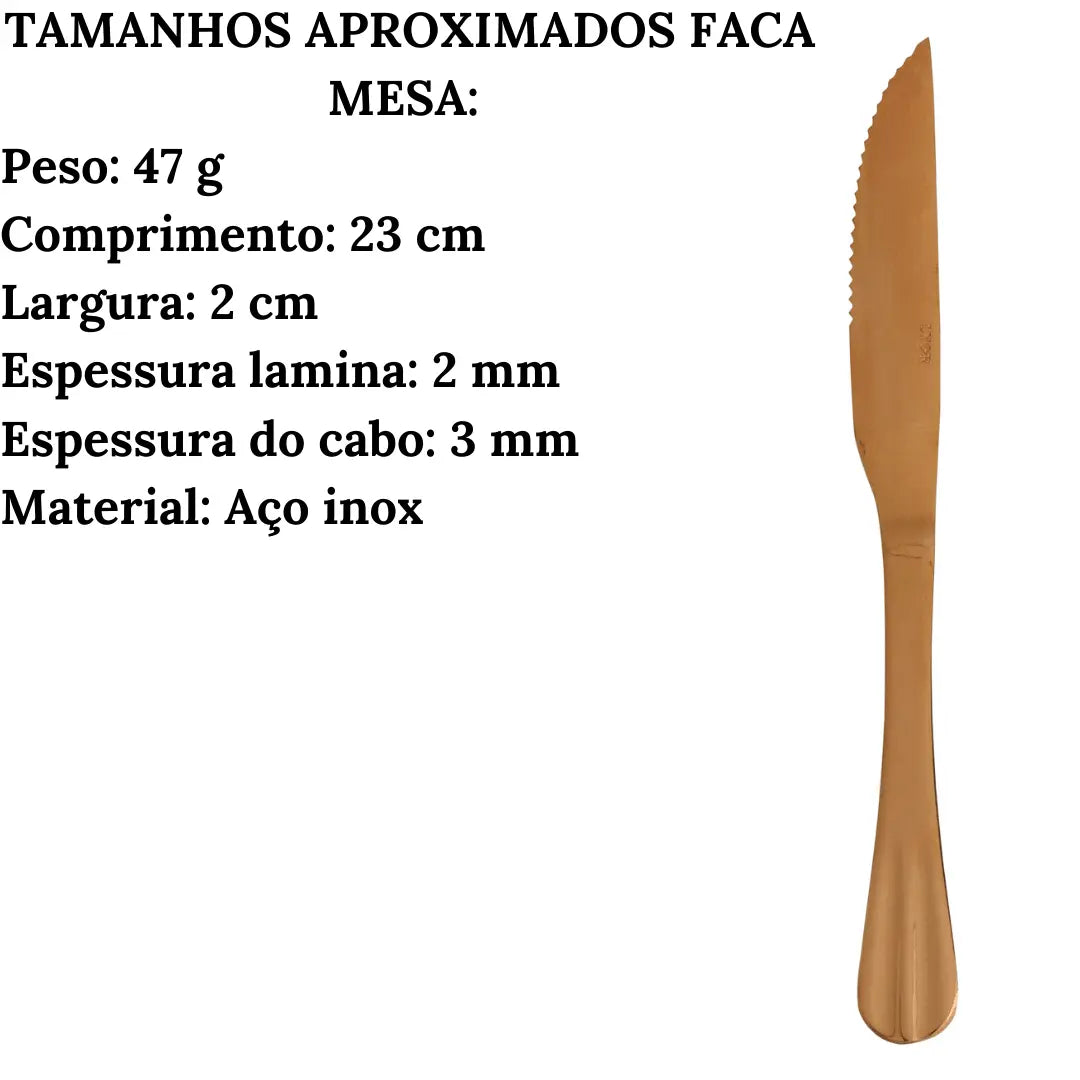 Faqueiro Talher Mesa E Chá Positano Rose Inox 24pçs Lyor