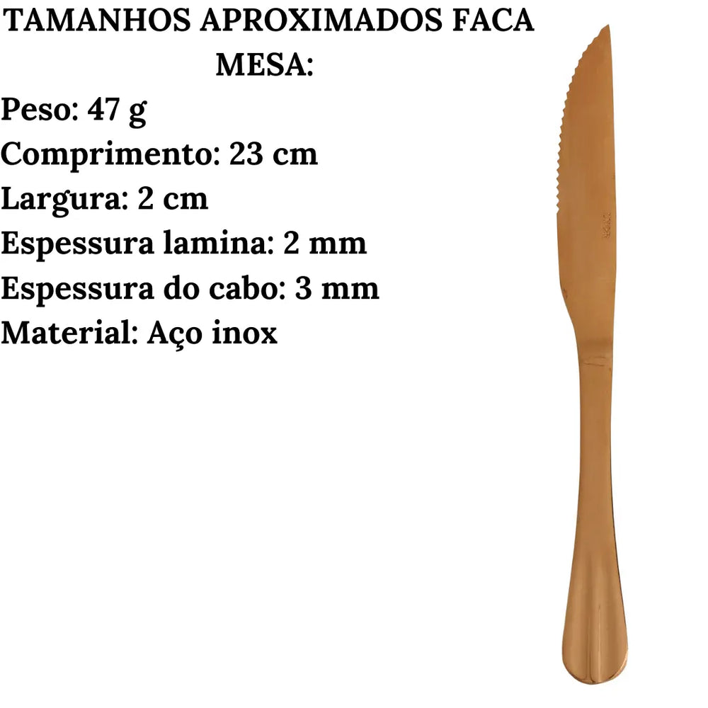 Faqueiro Talher Mesa E Chá Positano Rose Inox 24pçs Lyor