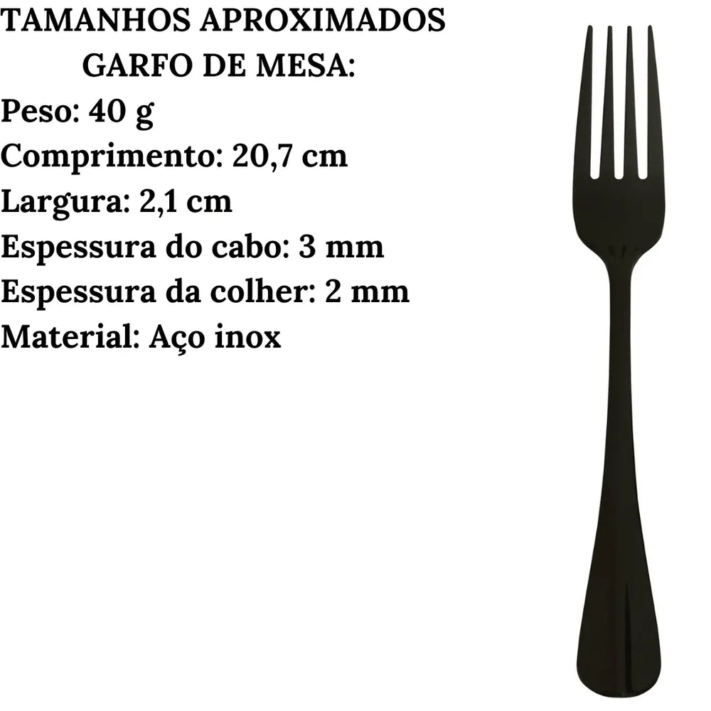 Faqueiro Positano Preto 24pçs Lyor