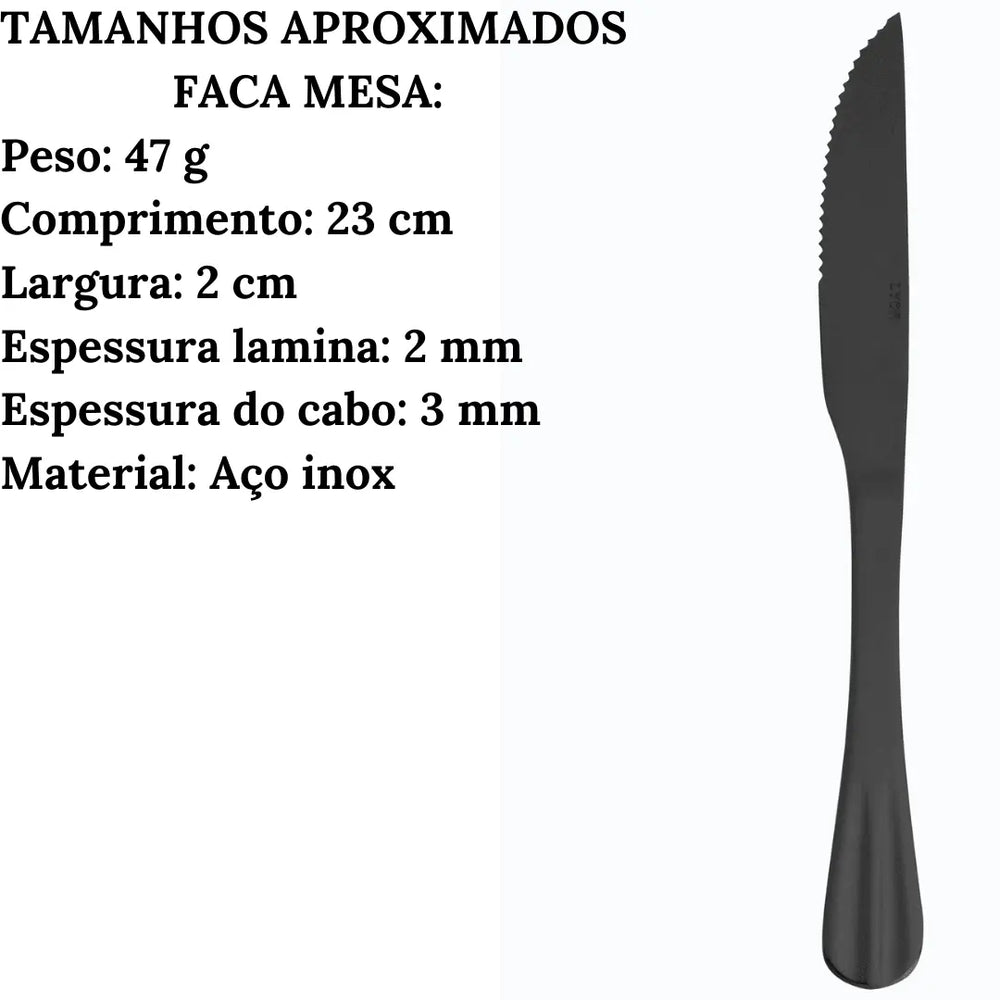 Faqueiro Positano Preto 24pçs Lyor