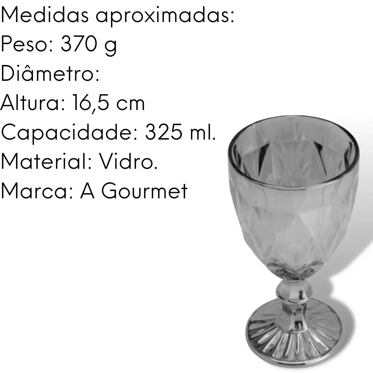 Taça Diamond 325 ML Metalizada Cinza Lyor